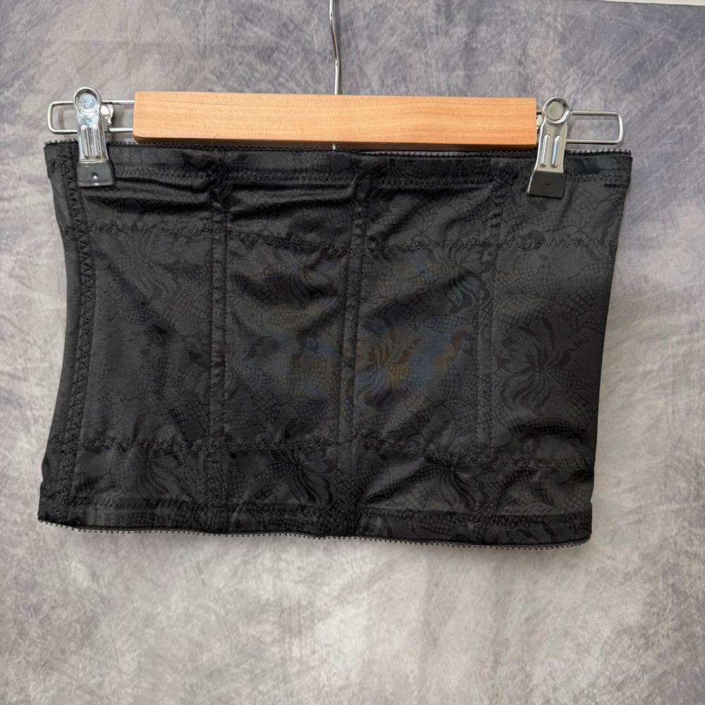 Flexees Black Floral Jacquard Waist Nipper Cincher Shaper 6858 Large